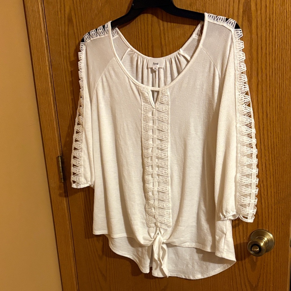White Lace Accent Women's Top